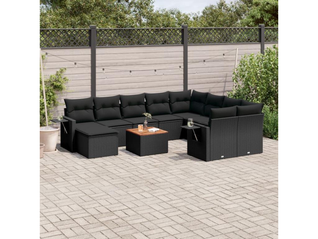 55 x 55 x 37 cm Patio Furniture Set 11-piece Resin Wicker Resin Black