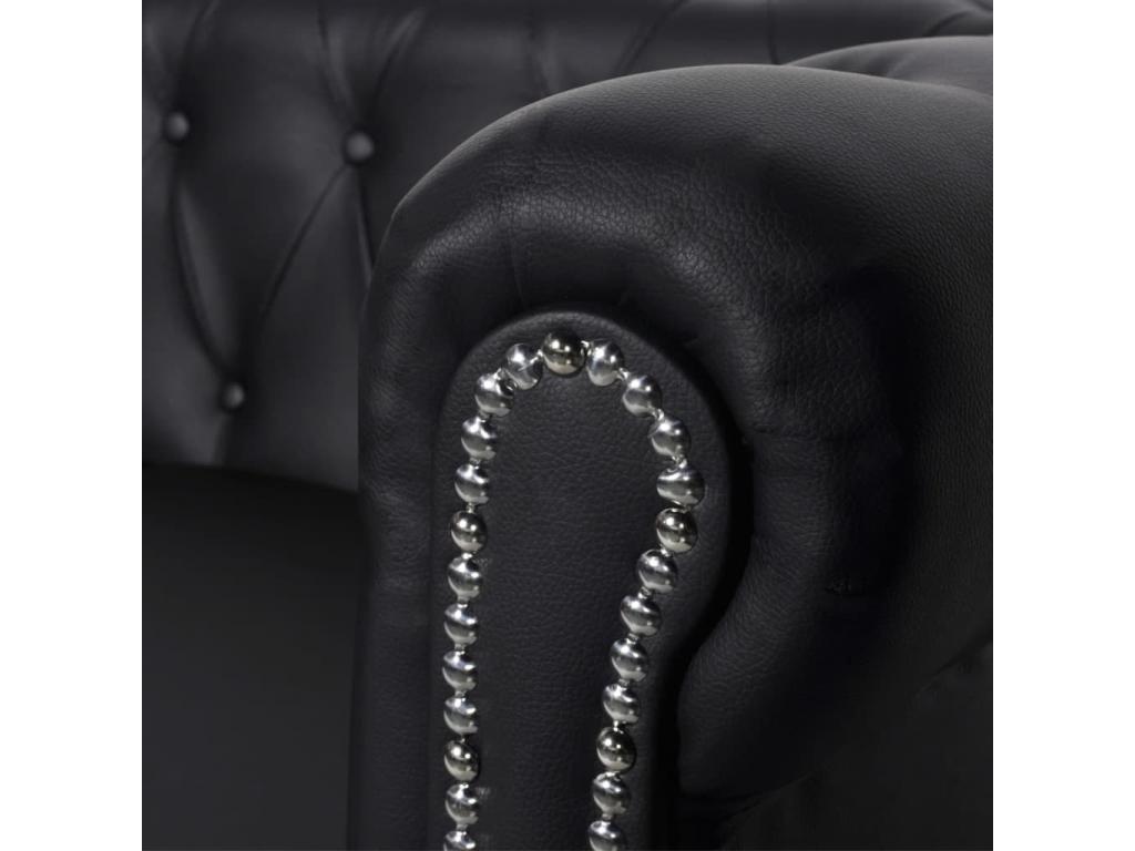 145 x 76 x 70 cm Sofa Leather Black