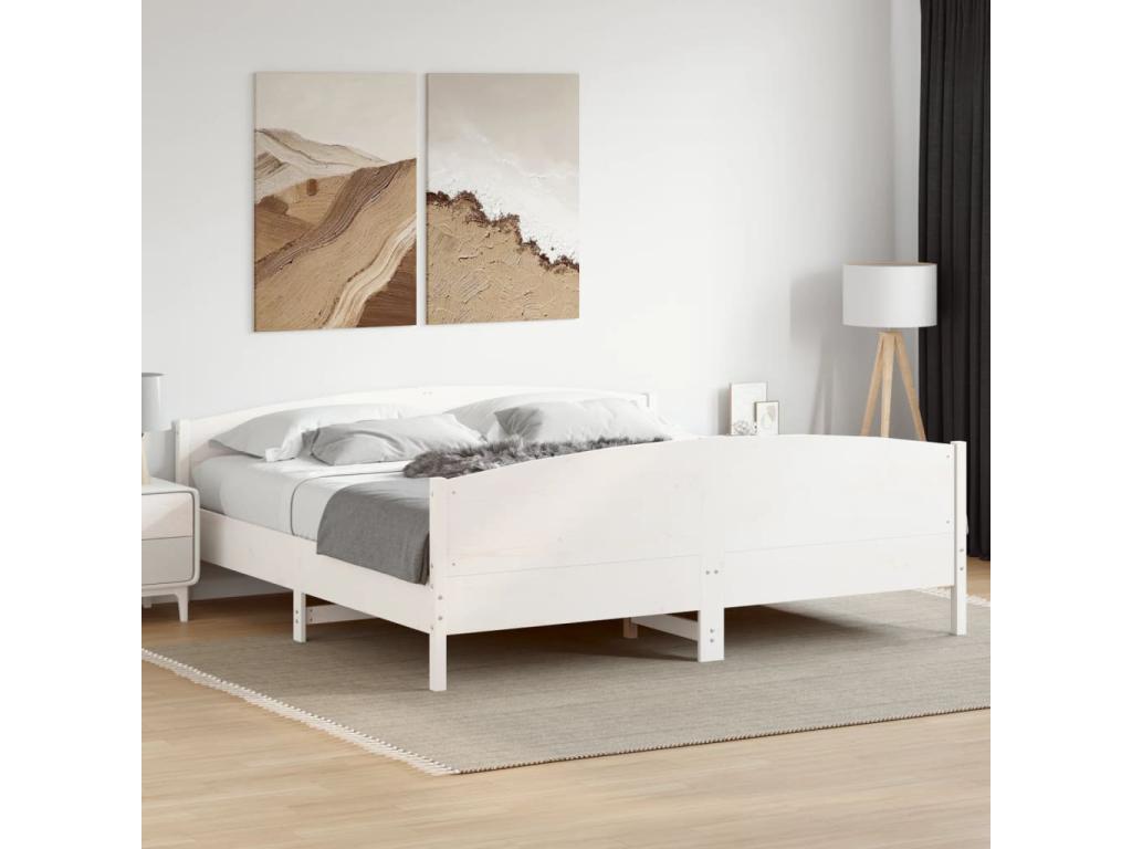 200 x 200 cm Bed Frame without Mattress Solid Wood White
