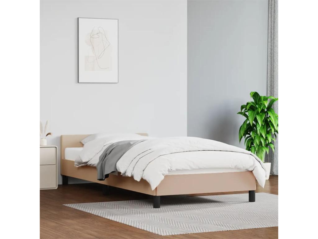 90 x 190 cm Bed Frame Faux Leather Leather Brown