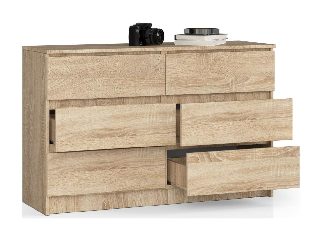 138 x 40 x 77 cm Dresser 6-drawer Light Natural