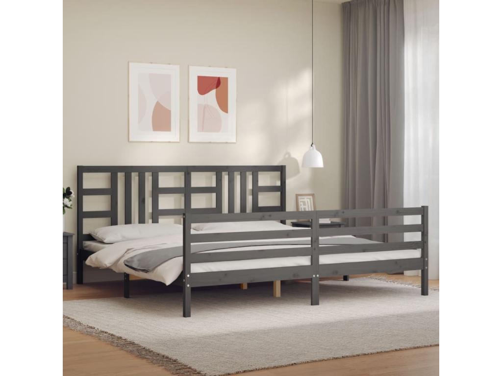 200 x 200 cm Bed Frame without Mattress Solid Wood Gray