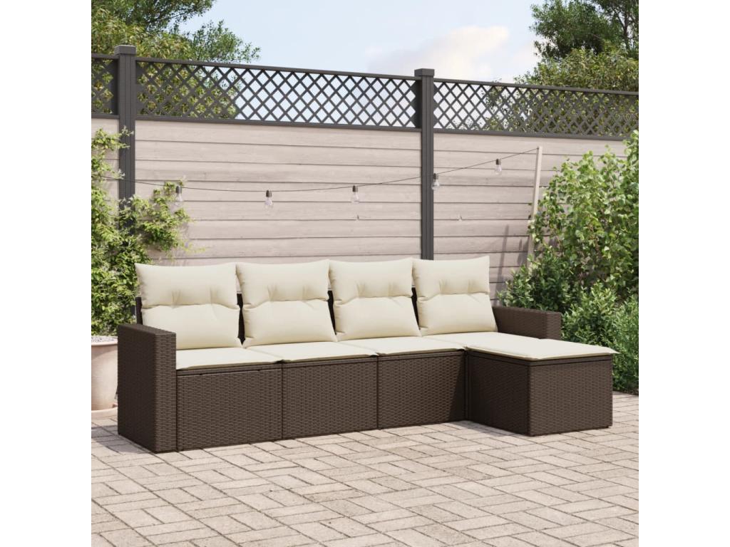 62 x 200 x 130 cm Patio Furniture Set 5-piece Resin Wicker Resin Brown
