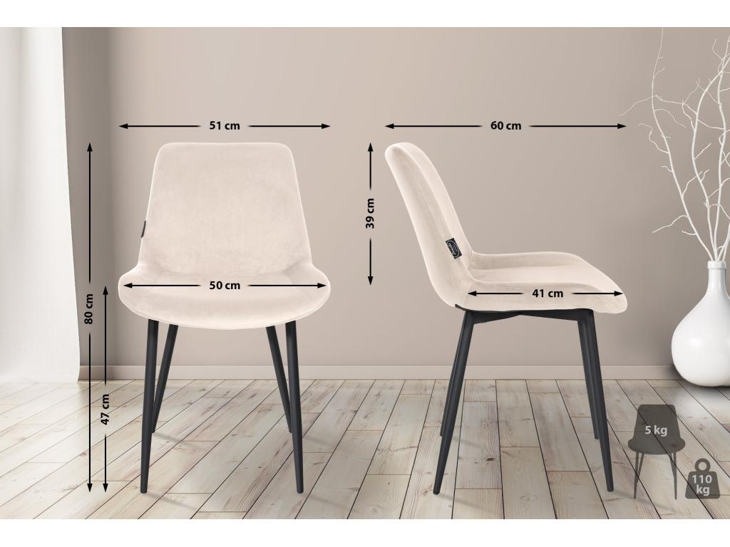 51 x 60 x 80 cm Chair Velvet Metal Cream
