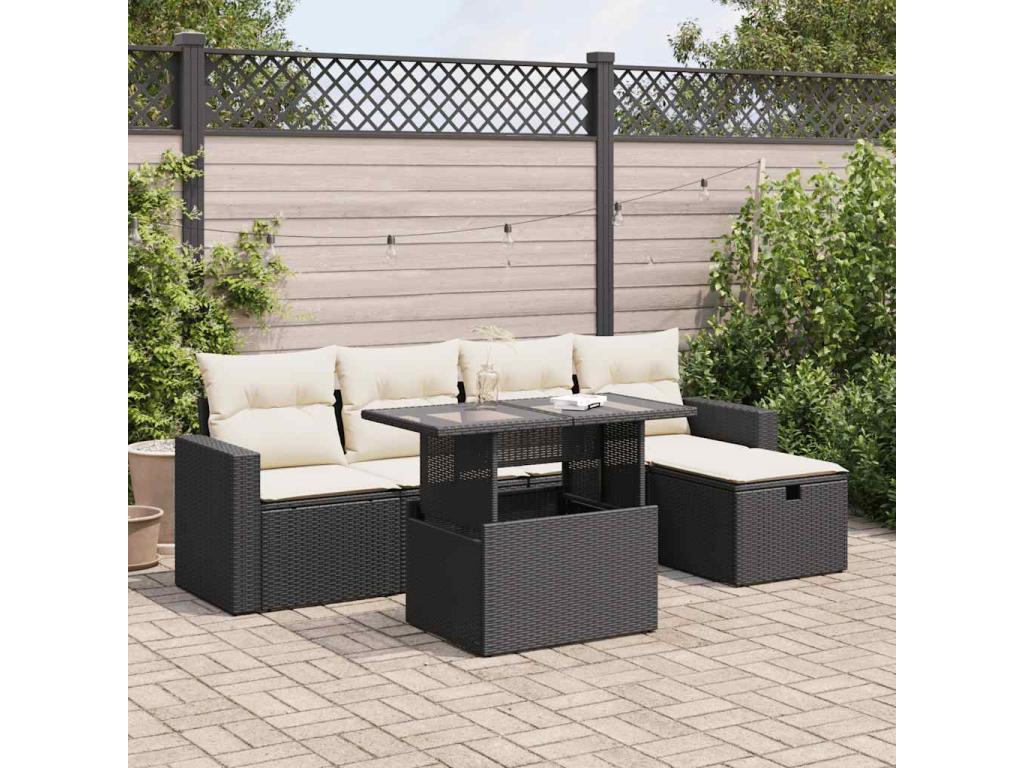 62 x 69 x 62 cm Patio Furniture Set 6-piece Resin Wicker Resin Black