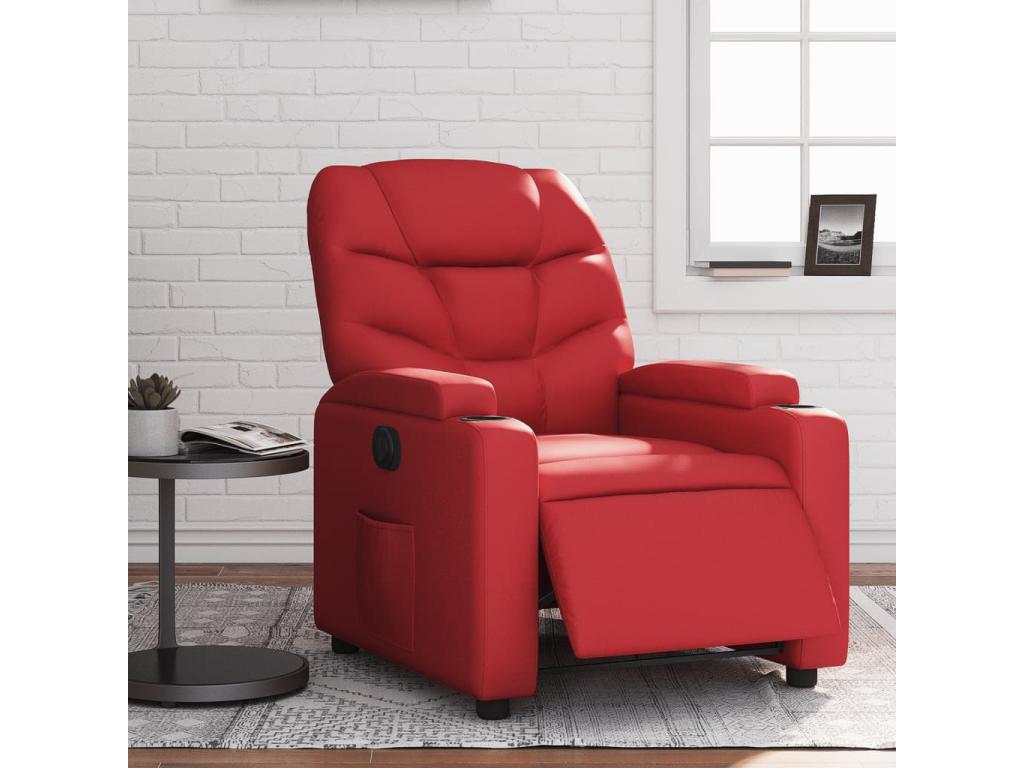 74 x 89 x 100 cm Recliner Faux Leather Leather Red