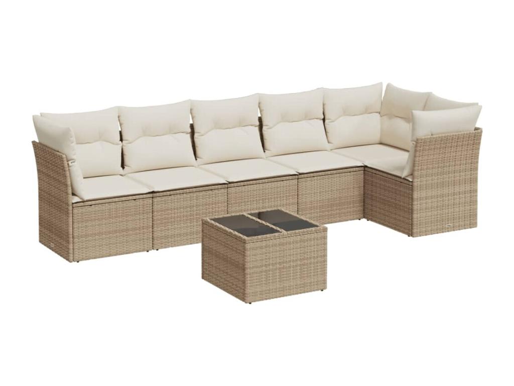 62 x 62 x 69 cm Patio Furniture Set 7-piece Resin Wicker Resin Beige