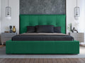 200 x 200 cm Bed Solid Wood Velvet Green