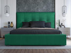 200 x 200 cm Bed Solid Wood Velvet Green