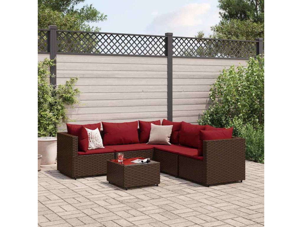 110 x 72 x 107 cm Patio Furniture Set 6-piece Resin Wicker Resin Brown