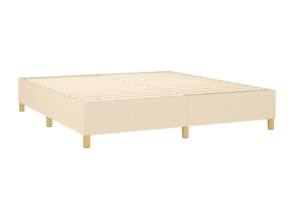 180 x 200 cm Box Spring Bed with Mattress Fabric Cream