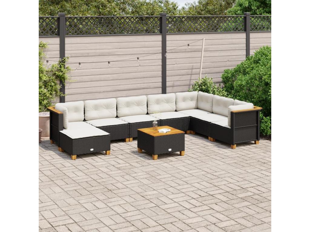 62 x 69 x 62 cm Patio Furniture Set 9-piece Resin Wicker Resin Black