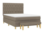 140 x 200 cm Box Spring Bed with Mattress Wood Fabric Taupe