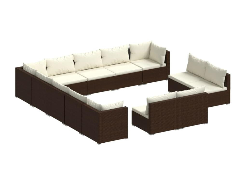 63 x 63 x 62 cm Patio Furniture Set 13-piece Wood Resin Wicker Brown