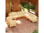 70 x 63 x 60 cm Patio Furniture Set 9-piece Wood Steel Cream