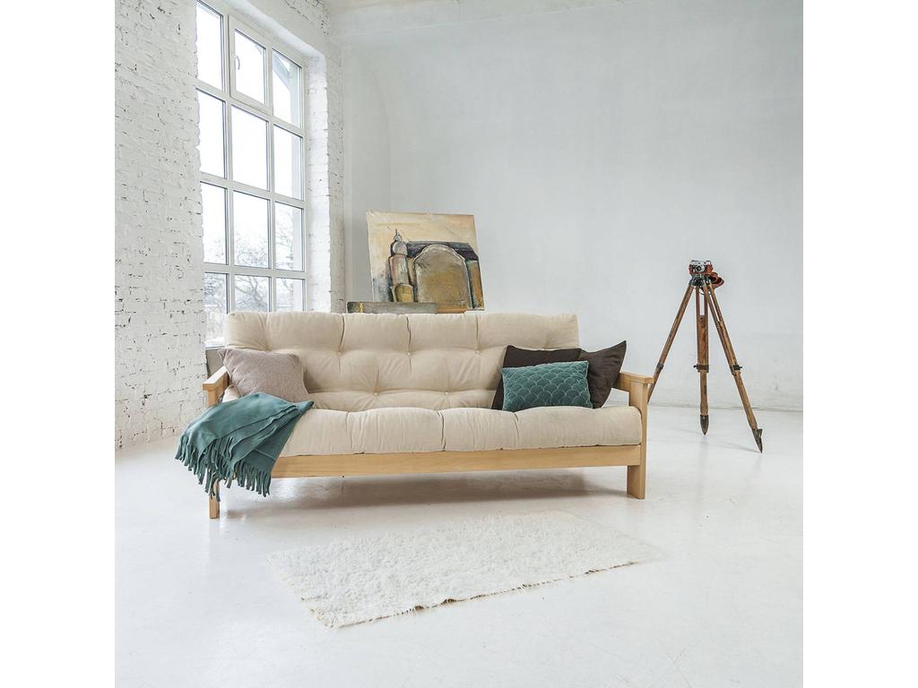 200 x 145 x 83 cm Sofa Wood Beige