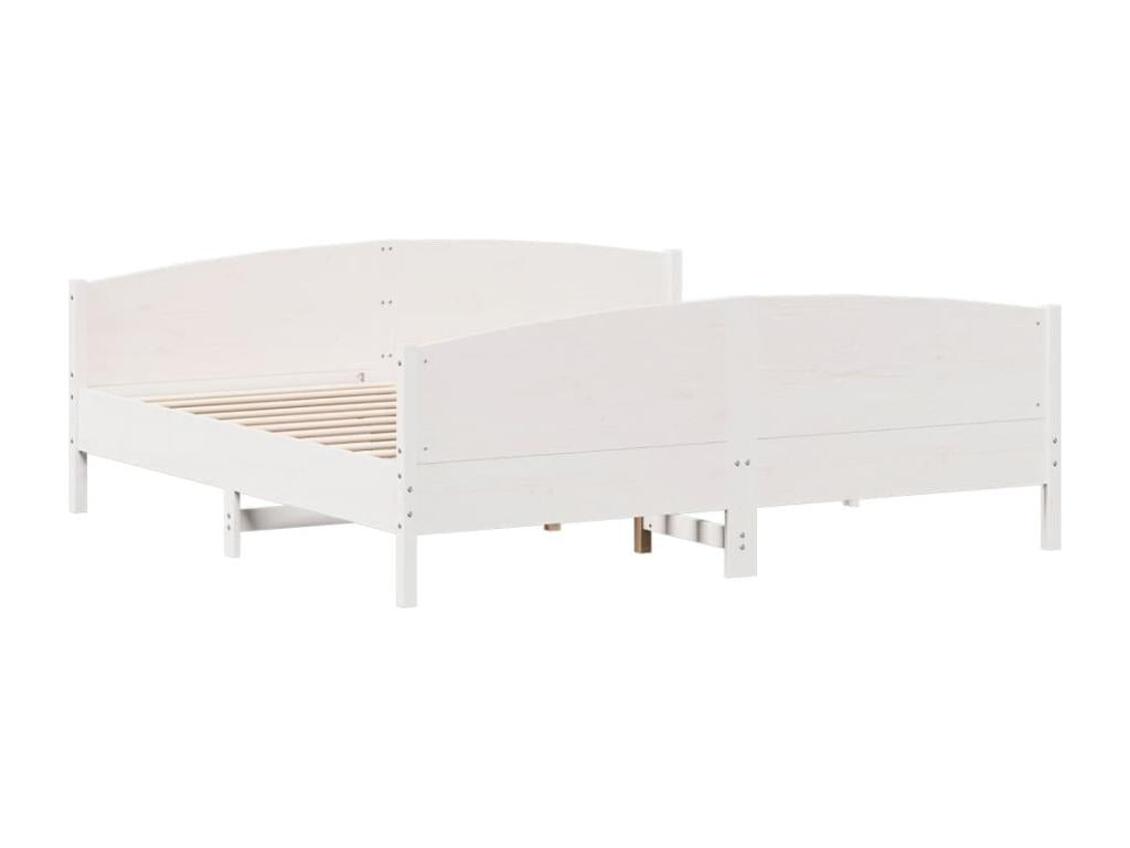 200 x 200 cm Bed Frame without Mattress Solid Wood White