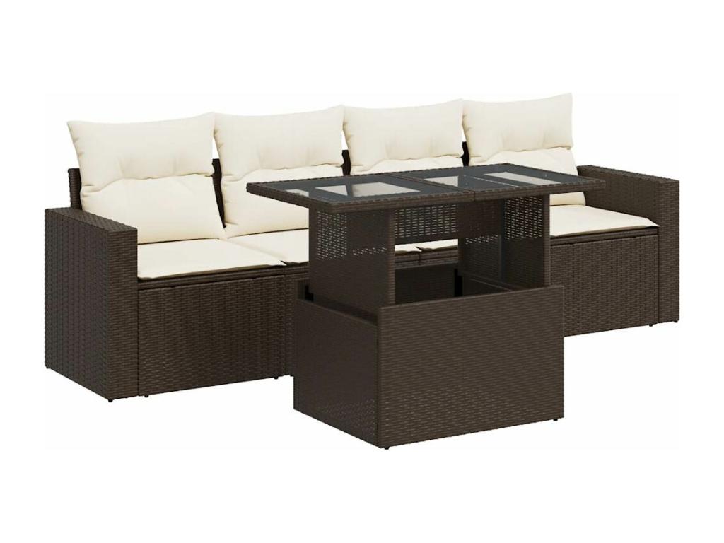 55 x 69 x 62 cm Patio Furniture Set 5-piece Resin Wicker Resin Brown