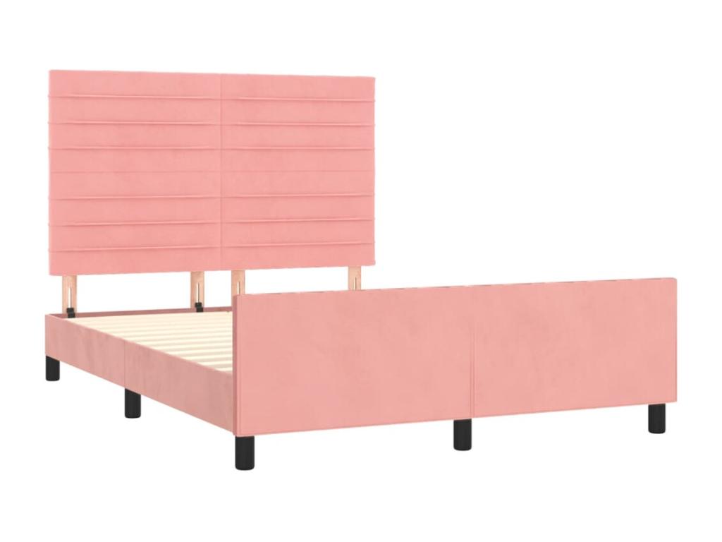 140 x 200 cm Bed Frame without Mattress Velvet Pink