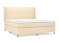 180 x 200 cm Box Spring Bed with Mattress Fabric Cream