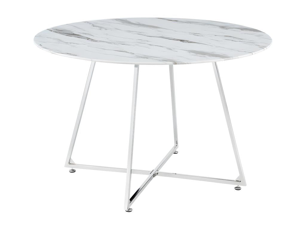 120 x 120 x 75 cm Dining Table Glass Marble White