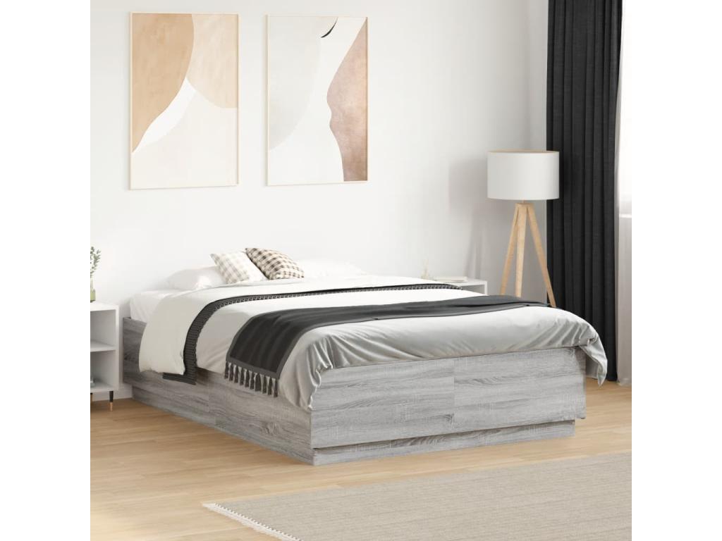 120 x 190 cm Bed Frame Wood Gray