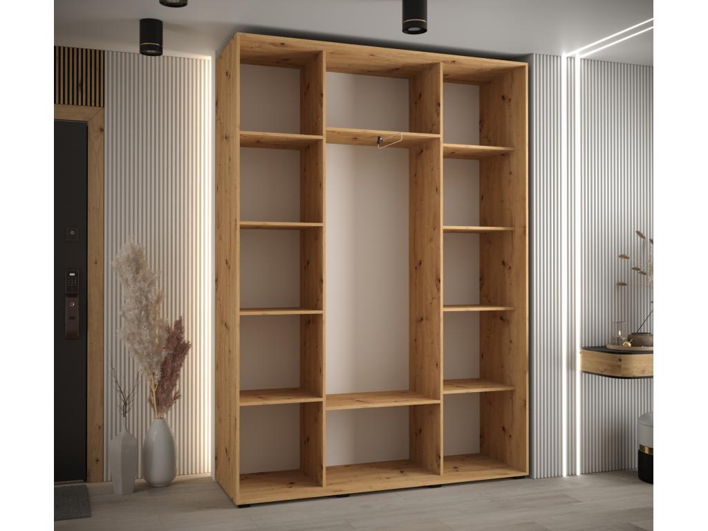180 x 45 x 235 cm Wardrobe 3-door Wood Light Natural