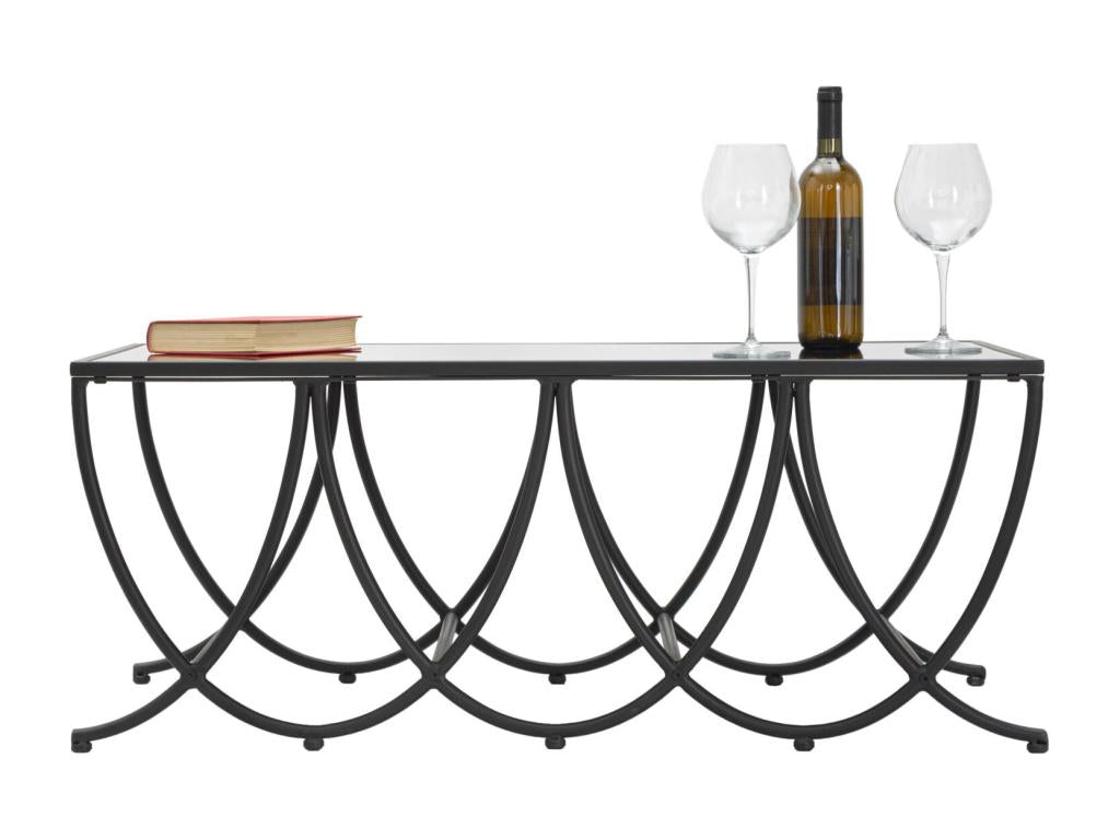 100 x 60 x 40 cm Tray Set Glass Metal Black