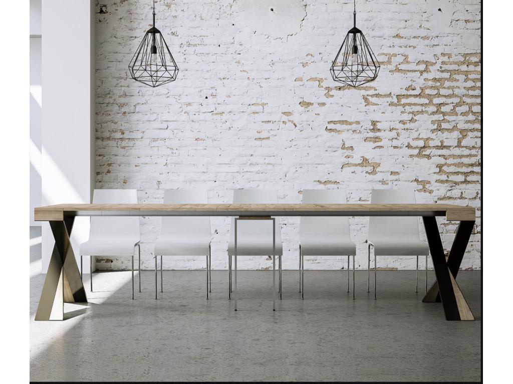 90 x 40 cm Console Table Extendable Wood Steel Light Natural