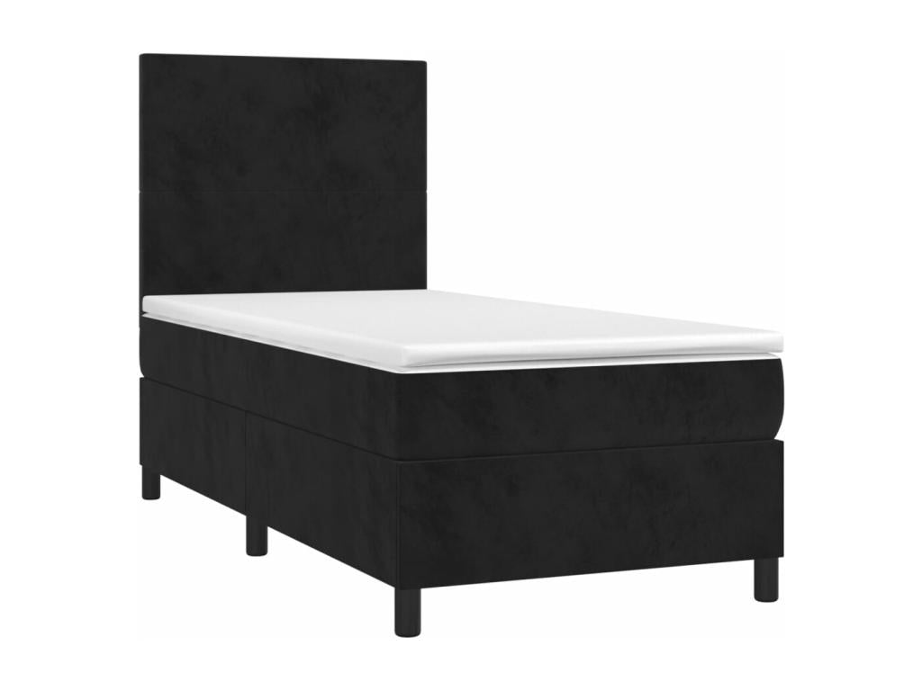 90 x 190 cm Bed Base with Mattress Wood Velvet Black