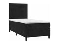 90 x 190 cm Bed Base with Mattress Wood Velvet Black