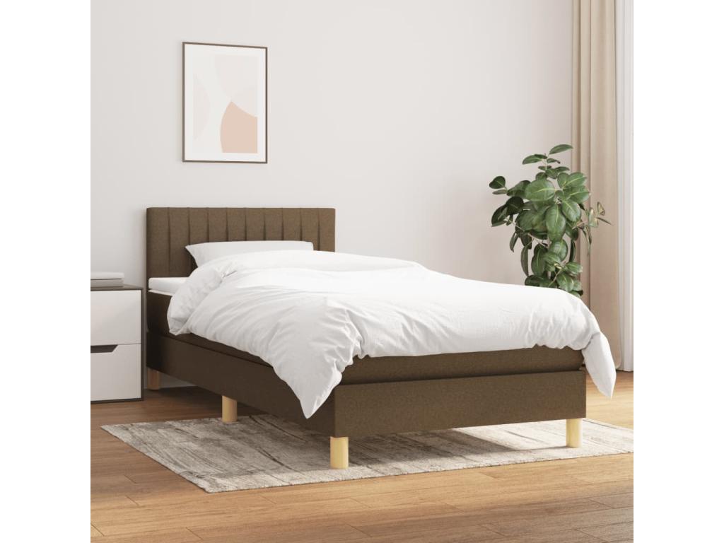 100 x 200 cm Box Spring Bed with Mattress Brown