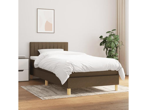 100 x 200 cm Box Spring Bed with Mattress Brown