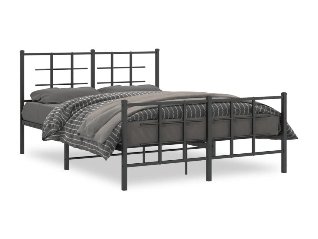 135 x 190 cm Bed Frame Metal Steel Black