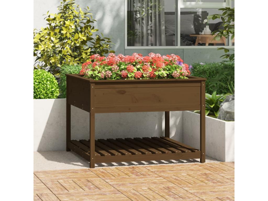 111.5 x 111.5 x 81 cm Planter Wood Steel Brown