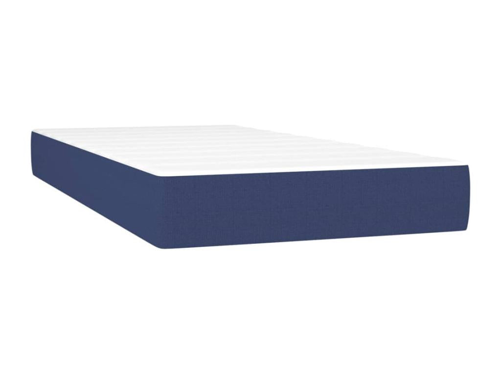 90 x 200 cm Box Spring Bed with Mattress Fabric Blue