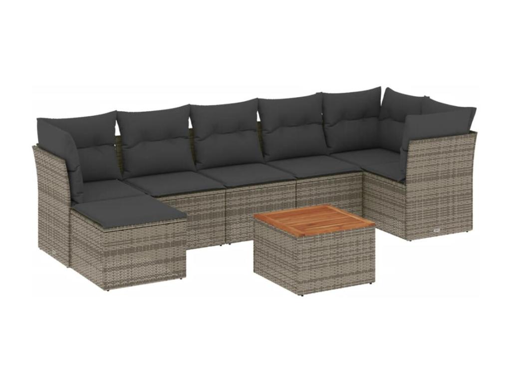 55 x 62 x 69 cm Patio Furniture Set 8-piece Resin Wicker Resin Gray