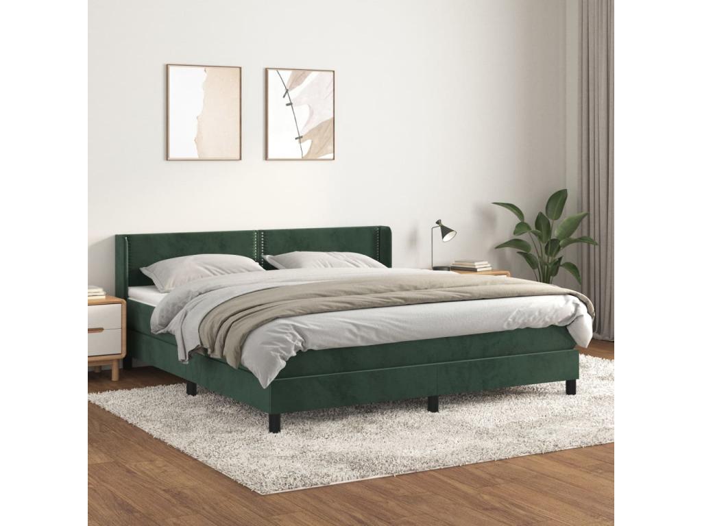 180 x 200 cm Box Spring Bed Wood Velvet Green