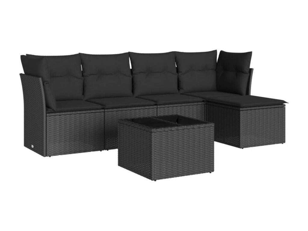 63 x 73 x 78 cm Patio Furniture Set 6-piece Wood Resin Wicker Black