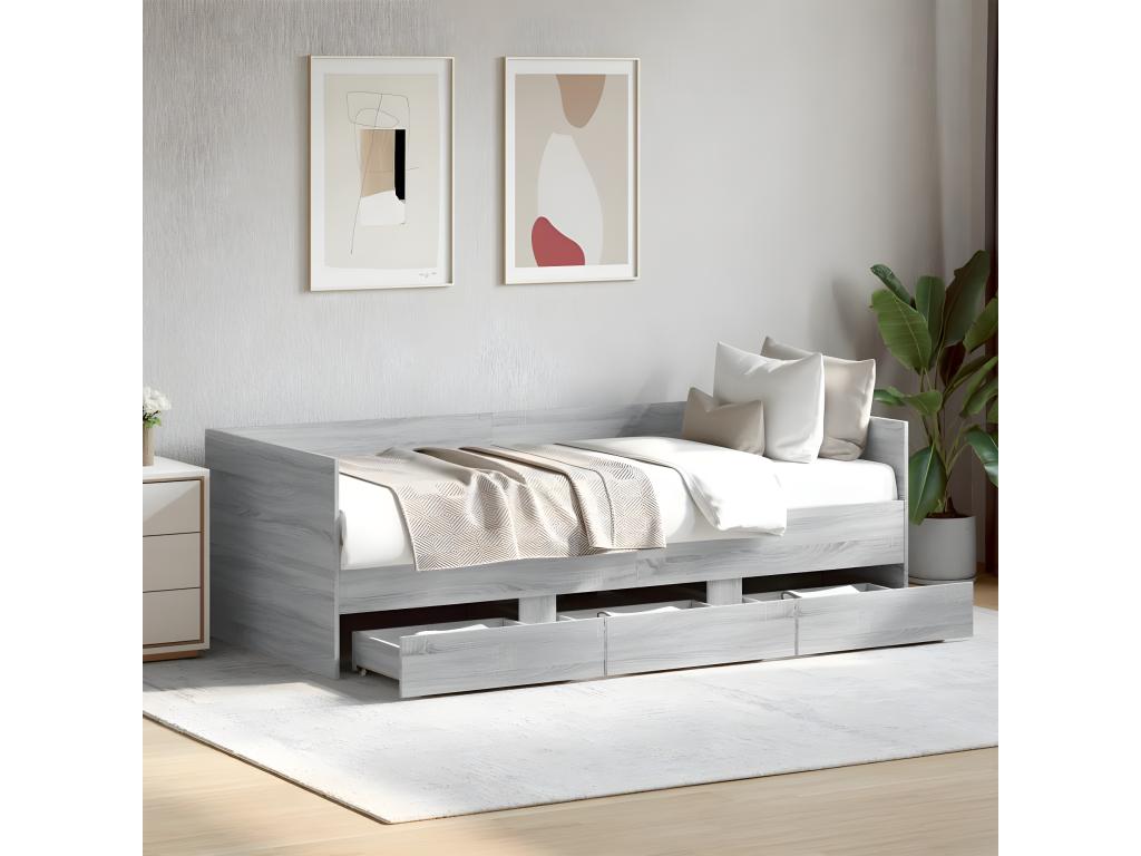 75 x 190 cm Bed Wood Gray