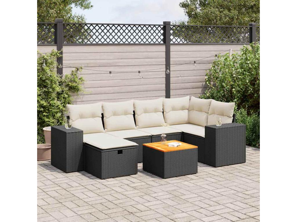 62 x 69 x 62 cm Patio Furniture Set 7-piece Resin Wicker Resin Black