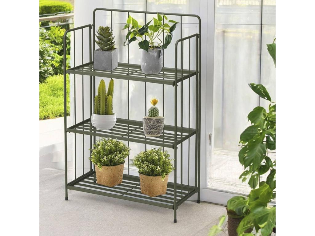 58 x 27 x 90 cm Planter Folding Metal Green