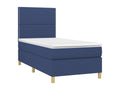 90 x 190 cm Box Spring Bed with Mattress Fabric Blue