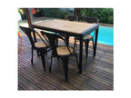 120 x 70 x 75 cm Dining Set Wood Steel Light Natural