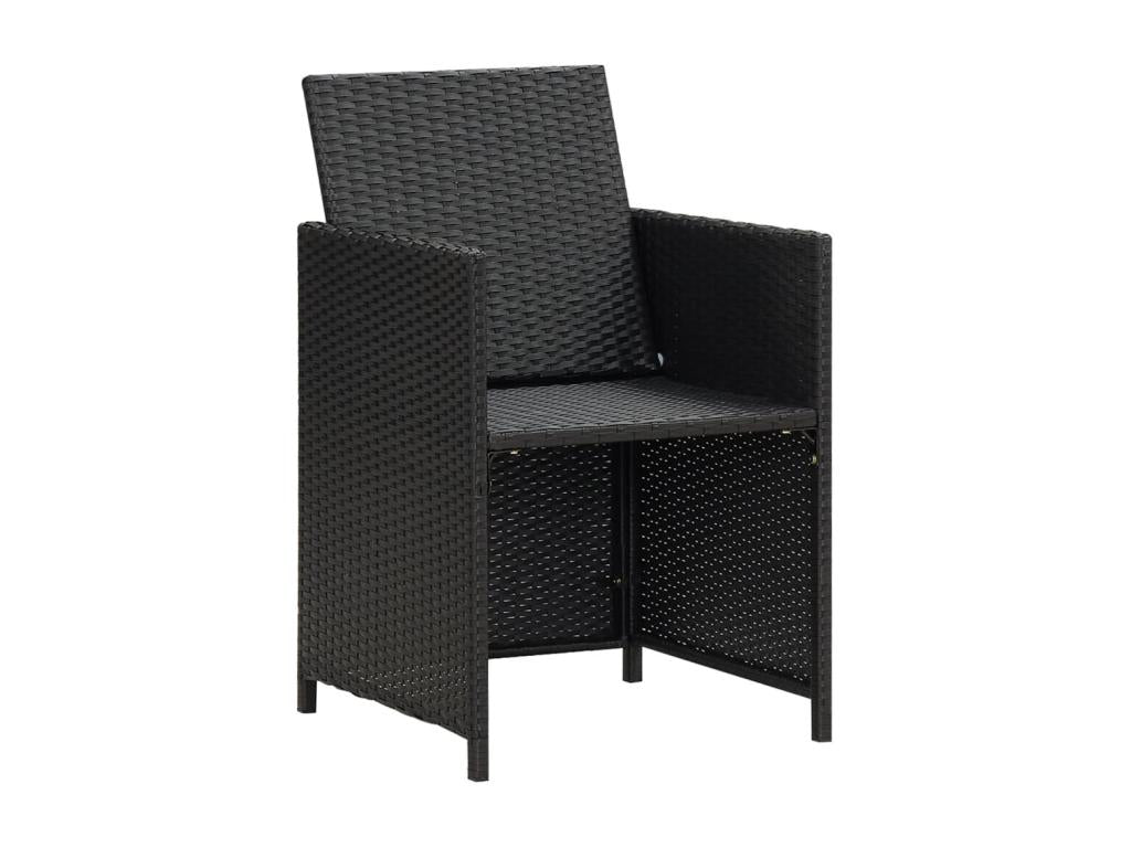 54 x 61 x 89 cm Chair Set of 4 Wood Resin Wicker Black
