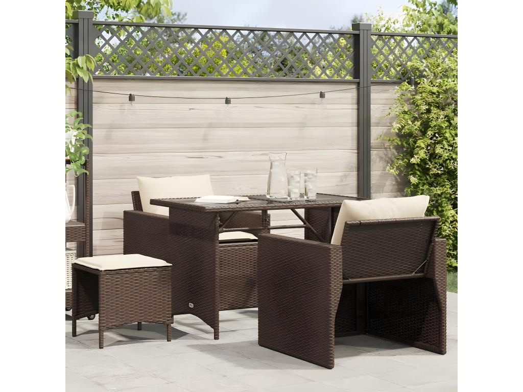 400 x 120 x 120 cm Patio Furniture Set 4-piece Resin Wicker Resin Brown