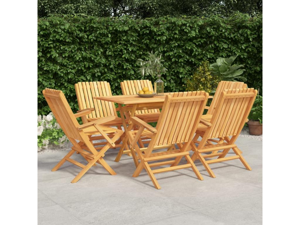 330 x 106 x 73 cm Outdoor Dining Set 7-piece Wood Resin Brown