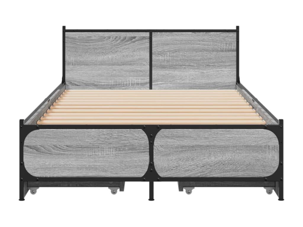 75 x 190 cm Bed Frame Wood Gray
