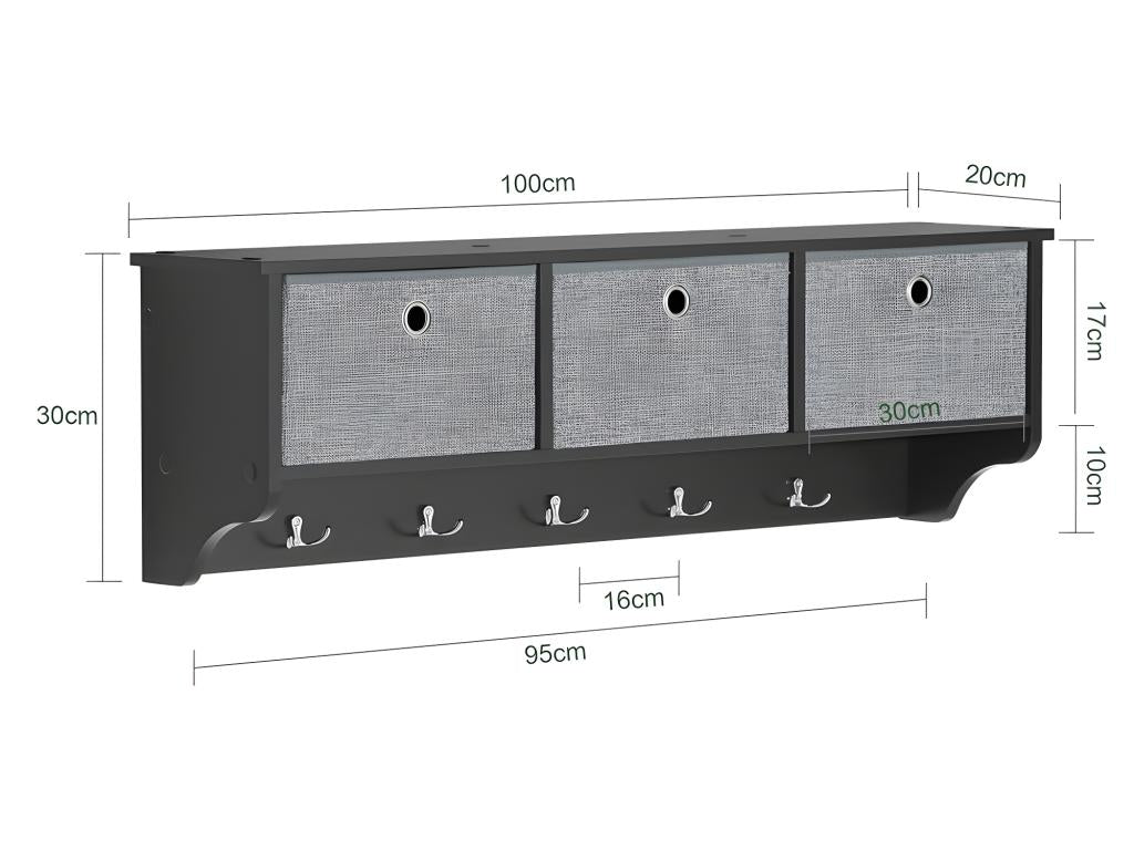 100 x 20 x 30 cm Bookshelf Wood Black