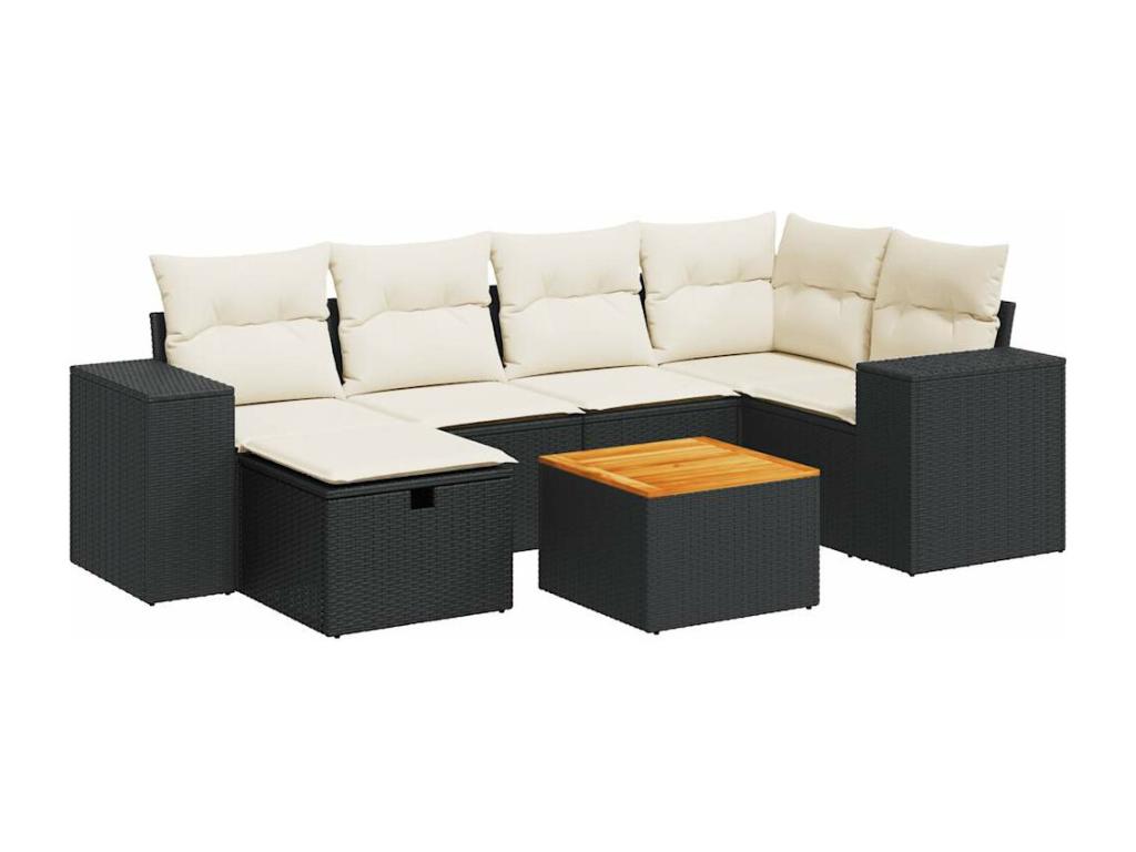 62 x 69 x 62 cm Patio Furniture Set 7-piece Resin Wicker Resin Black